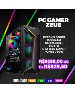 PC Gamer Zeus com Rizen 5600X e 16GB de Ram